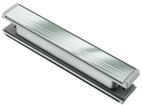 Keypak 12 (32.6cm) Slimline Door Letterplate – Fits 40–80mm Doors, Silver Frame with Brushed Steel Flap, Adjustable Letter Box for UPVC, Composite & Timber Doors