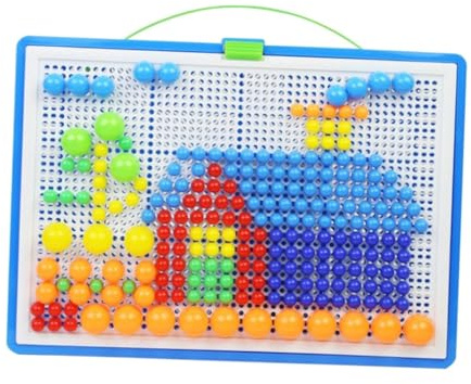 SUPVOX 592pcs Mushroom Nail Jigsaw Puzzle and Girls Toys Montessori Puzzle Board Game for Toddlers Creative Educational Toy Random Color