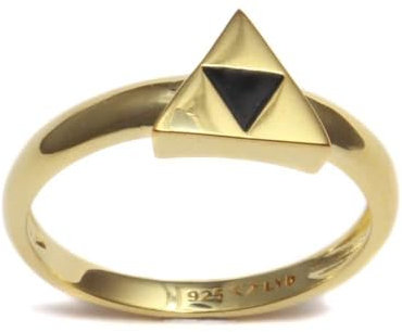 Geek Gaming Ring Triforce | 925 Sterling Silber vergoldet | Emaille Nerd Schmuck | Zelda Cosplay