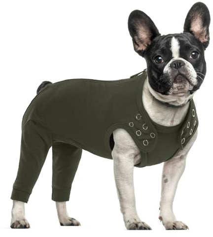 PUMYPOREITY Hundebody mit Beinen, Weicher Anti Lecken Bodysuit Hundebody Hinterbeine Lange Op Body Rüde Bandage Hinterbeine Hundeschenkel Schutz(Moosgrün, M)