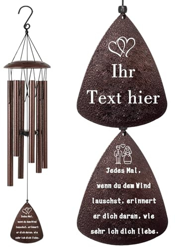 Benutzerdefinierte Windspiele Metall Wind mit Persönlicher Gravur Windspiel Garten für Männer Frauen Mama Ruhestand Haustiere 81cm (Personalisierter Text)
