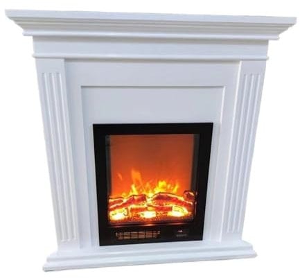 huanglyc-232 Camino Elettrico Caminetto angolare con mensola, Camino Decorativo Indipendente in Rovere con Effetto Fiamma LED Realistico Decorazione Intelligente con Fiamma 3D