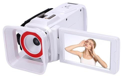 SENECESLI 4K Videokamera Camcorder 64MP Vlogging Kamera für YouTube 18x Digital Zoom 3 Bildschirm, für Reisen, Schulaufnahmen, 1/4 Zoll Gewindeloch (White)