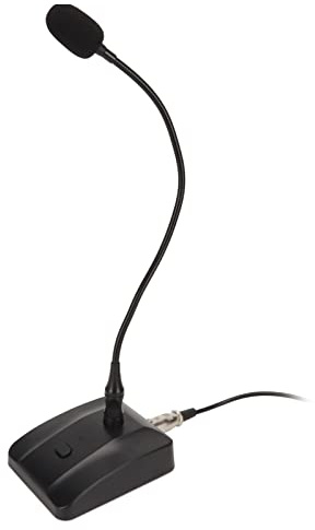 Cryfokt Swan Neck Condenser Microphone, Adjustable Hose Stable Signal 6.35 Mm 60Hz-16kHz Wired Microphone Prevent Disorders with Snap Lock for Radio for Language