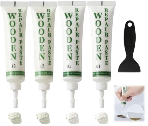 Unicavu Laminate Floor Repair Kit, White and Lvory White Oak Touch Up Filler Wood Paint, Wood Furniture Repair Kit Discoloration for Wooden Cabinet Floor Door Table Scratches Cracks Holes Stains