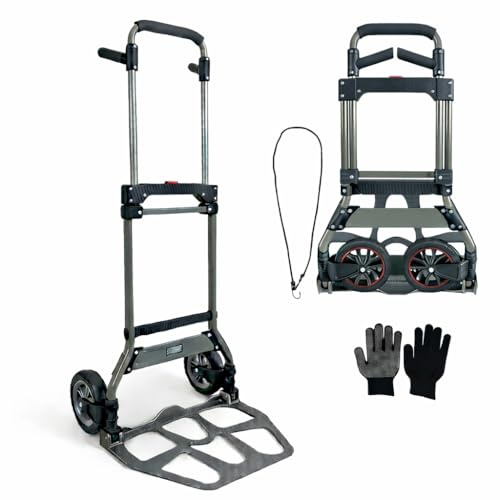 Stakx Hand Trolley 150kg Capacity Heavy Duty Steel Frame, Aluminium Footplate. Stacker Truck With Push Down Handle, Rubber Wheels Ideal For Transport, Workshop, Warehouse, and Home Utility Use