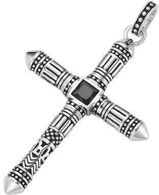 Giorgio Martello Milano Anhänger Anhänger Kreuz mit schwarzen Zirkonia, Silber 925