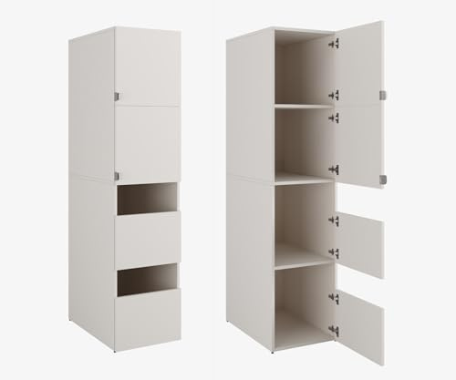PLATAN ROOM Hochschrank Badschrank Beatrice 187 x 45 x 65 cm Wäscheschrank Badregal Schrank für das Badezimmer (Weiß, 45 cm breit)