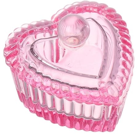 FIXOSHEE Vaso Dappen para Manicura en Vidrio Rosa con Tapa en Forma de Corazón, Organizador Elegante para Líquidos y Pequeños Accesorios de Nail Art