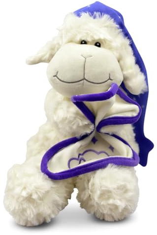 Generisch Kuscheltier Schaf 25 cm Lila mit Schlafmütze – Niedliches Plüschschaf zum Schlafen – Weiches Stofftier zum Kuscheln – Süßes Geschenk für Kinder