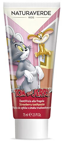 Naturaverde Kids - Warner Bros Tom & Jerry Erdbeer-Zahnpasta für Kinder, 75 ml
