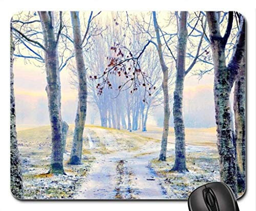Feine und dauerhafte Gemeinsame Kanten Gaming Mouse pad, straßen durch bäume im Herbst Nebel Mousepad, Maus - Pads (Forest Mouse pad)