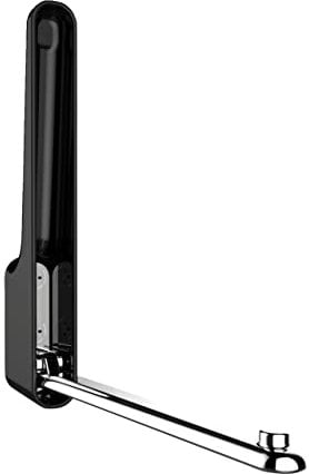 WENKO Klapphaken Premium Omega, klappbarer Wandhaken zum Anbohren, mit Abrutschsicherung, modernes Design, Kunststoffgehäuse und Stabiler Metallhaken, 2,5 x 18 x 3,5 cm, Schwarz