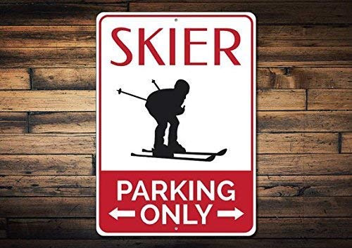 Lilyanaen Metallschild aus Aluminium, Ski-Schild, Dekoration, Skischild für drinnen und draußen, 30,5 x 20,3 cm, Wandmontage, Parkplatz, rustikal 1814