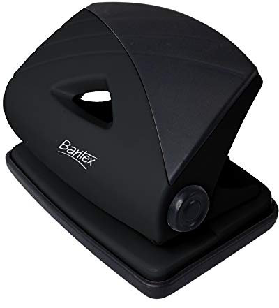 Bantex Perforadora de 2 agujeros, 18 hojas, color negro
