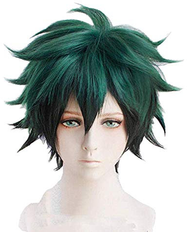 NUWIND My Hero Academia Izuku Midoriya Perücke Deko Anime Cosplay Grün Schwarz Haar Halloween Cosplay Requisiten