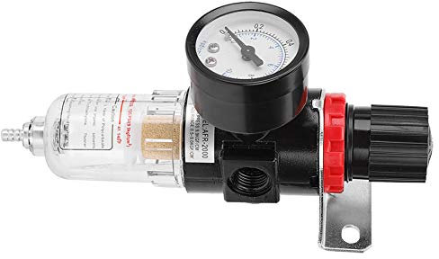 Air Line Filter Regulator, 1/4in Oil-Water Separator Air Compressor Filter Regulator with Pressure Gauge