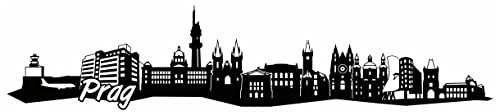 Samunshi® Prag Skyline Wandtattoo Sticker Aufkleber Wandaufkleber City Gedruckt Prag 120x26cm schwarz
