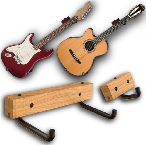 RawRock Horizontaler Gitarrenaufhänger – Neigen und präsentieren Sie Ihre Gitarre, Ukulele, Bass, E-Gitarre, Banjo im Winkel mit Stil, Landhausstil