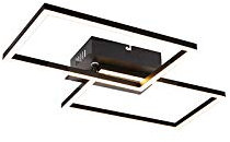 QAZQA - Modern Deckenleuchte I Deckenlampe I Lampe I Leuchte quadratisch schwarz 3-stufig dimmbar - Plazas Novo Dimmer I Dimmbar I Wohnzimmer I Schlafzimmer - Aluminium Quadratisch - I (nicht austausc