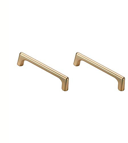 Dreneco 2 Pack Cabinet Handles Cupboard Handles Drawer Handles Kitchen Door Handles Square Handles (CC:96mm, Brushed Brass)