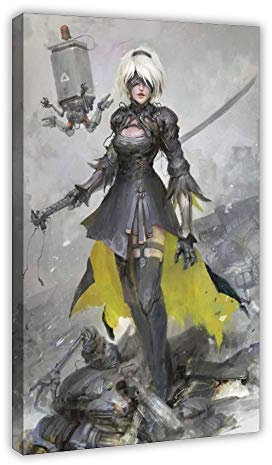 Game 2B NieR 1 Leinwand-Poster, Schlafzimmer, Dekoration, Sport, Landschaft, Büro, Raumdekoration, Geschenk, 40 × 60 cm, Rahmen