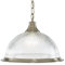 Antique Brass & Clear Ribbed Glass Dome Vintage Pendant Ceiling Light | 34cm Diameter | 1 x E27 ES Lamp Bulb Required (Not Included) | American Diner Retro Design