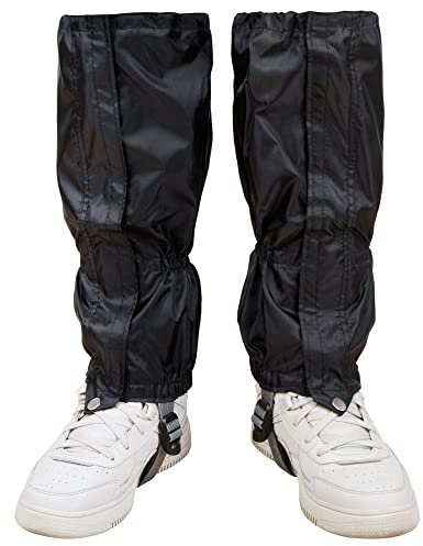 QH-Shop Wasserdichte Gamaschen, Atmungsaktiv Gamaschen Unisex Outdoor Legging Gaiters Boot Abdeckungen Protektoren zum Wandern, Gehende, Klettern, Radfahren,1 Paar Schwarz