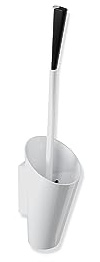 HEWI WC-Bürstengarnitur 801 (Farbe signalweiß, Toilettenbürste mit Behälter, kegelförmige Form, WC-Garnitur für Wandmontage, Griff ergonomisch, Bürstenkopf schwarz) 801.20.100 98