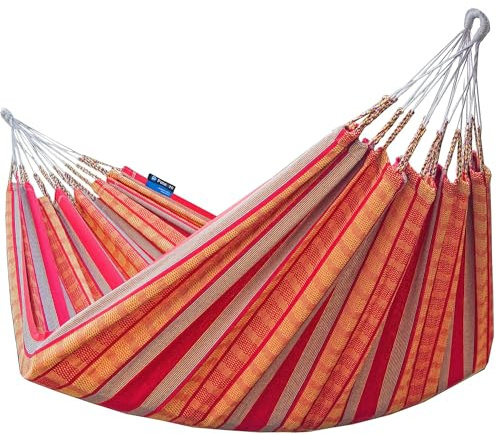 Potenza Pereira Doppelhängematte aus 100% Baumwolle für Garten, Balkon und Terrasse (Mandarin, XXXL)