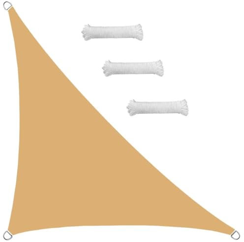Sonnensegel Wasserdicht Dreieck rechtwinklig 6x6x8m Sonnensegel Balkon Sonnenschutz 95% UV Schutz Windschutz für Balkon Garten,mit Ösen und Befestigungsseile Sandgelb