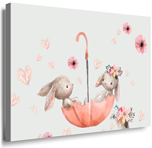 Julia-Art - Bilder Kinderzimmer Babyzimmer Dekor Boho Style Tiermotive 115 x 75 cm LeinWandBilder Xxl - 1 Teilige WandBilder Art 3D Modern Kunstdrucke kE-98-23