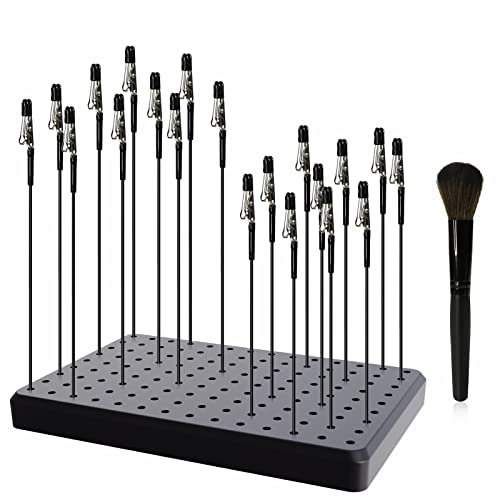 Evemodel 1 Set 14 * 9 Holes Model Painting Tool Stand and with Paint 20pcs. Alligator Clip with a Brush and Paint Stand Ferrules Spray Paints