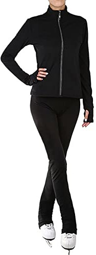 Songyi Ensembles Pantalons et Vestes De Patinage Artistique Femmes Filles Combinaisons de Ski Vêtements Entraînement Tenues de Patinage sur Glace(Size:S,Color:Le Noir)