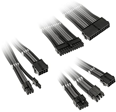 Kolink Core Adept Braided Cable Extension Kit - Jet Black/Stone Grey