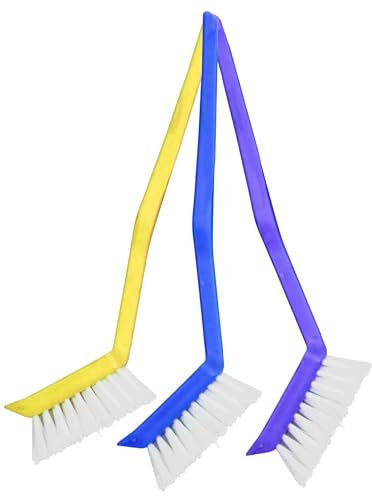 Kitchen Dish Brush Set with Long Handle, Washing Up Brushes for Dish Kitchen Sink Pot Pan Scrubbing with Stiff Bristles, Scrub Brush Built-in Scraper, Grout Brushes Sink Brush (3 Assorted Colors)