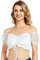 AMZHOTER Dirndlbluse Damen Trachtenbluse Spitze Kurzarm Schulterfrei Dirndl Bluse Weiß Elegante für Oktoberfest 46