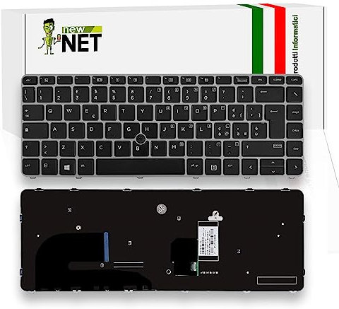 new net - Tastiera Compatibile con Notebook HP EliteBook 745 G3 745 G4 840 G3 840 G4 [Frame Silver - Trackpoint - Layout ITA]