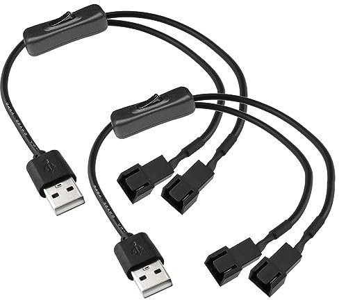 Gebildet 2Stück Dual 4 Pin auf USB Lüfterschalter EIN/Aus Netzteilkabel 1 auf 2 Wege Splitter USB auf 4PIN 3PIN PWM 5V Lüfteranschluss