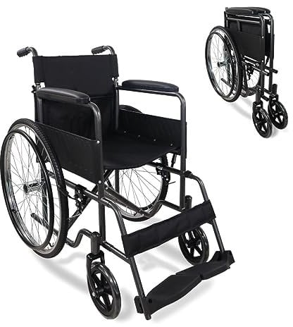 Mobiclinic®, Sedia a Rotelle Pieghevole, Denver, Marchio Europeo, Seduta 46 cm, Freno Manuale, Schienale Rimovibile, Poggiapiedi, Robusta, Carrozzina (Grigio)
