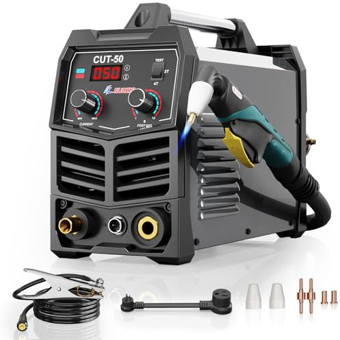 GZ GUOZHI Taglierina al plasma, 50 Amp Air Inverter Plasma Cutter, 110V/220V Dual Voltage Digital Display IGBT Inverter Plasma Cutting Machine con funzione 2T/4T/TEST, CUT-50