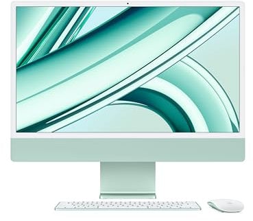 Apple 2023 iMac all-in-one desktop computer with M3 chip: 8-core CPU, 10-core GPU, 24-inch 4.5K Retina display, 8GB unified memory, 512GB SSD storage, matching accessories. Works with iPhone; Green