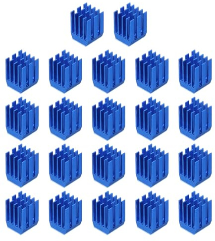 QUARKZMAN 22pz 9x9x12mm Dissipatore Alluminio Radiatore Calore Blu | Bacino Raffreddamento, con Termico Blu Sticker, per Chip CPU, Potenza Transistor, FET, IC, Potenza Amplificatore