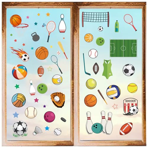 CRASPIRE 8 estilos de calcomanías deportivas de pared de PVC con juegos de bolas, calcomanías para ventanas, impermeables, autoadhesivas, para decoración del hogar, escaleras, dormitorio, sala de