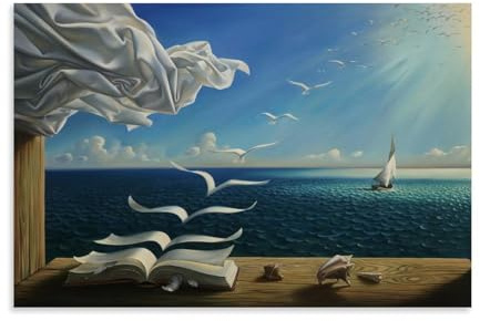 Salvador Dali Malerwerk (Wellenbuch), Poster, Kunst, Leinwand, Malerei, Dekor, Wanddruck, Foto, Geschenke, Zuhause, moderne Dekorationen, 40 x 60 cm