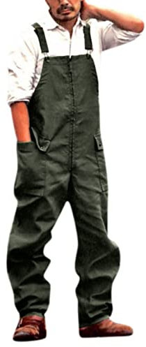 EMUKFD Salopette da uomo con bretelle e bretelle, salopette da uomo, colore nero, taglie grandi, pantaloni da lavoro da uomo, ginocchiere con tasche per ginocchiere, pantaloni da lavoro da uomo,