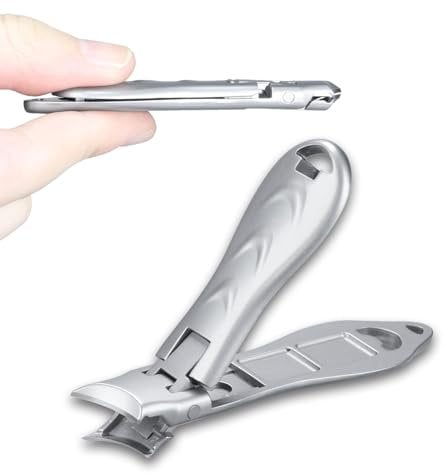 SG Nekoo Portable Ultra Thin Keychain Nail Clippers with Catcher Splash Proof, Sharp Foldable Stainless Steel Small Nail Cutter Trim Fingernail Toenail Built-in Nail File for Men Women (Slanted)