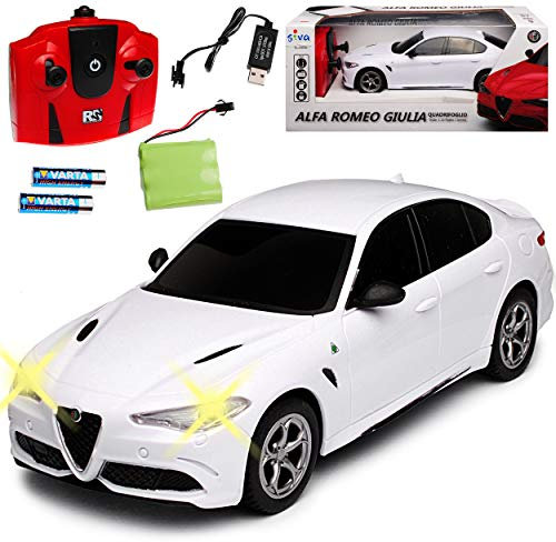 alles-meine.de GmbH Alfa Romeo Giulia Weiss Ab 2016 2,4 GHz RC Funkauto mit Beleuchtung und Akkupack 1/24 Siva Modell Auto