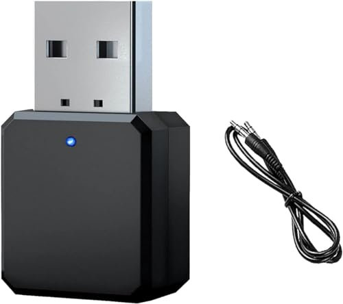 Bluetooth Adapter, Bluetooth 5.1 Adapter Auto USB Bluetooth Musik Adapter AUX/USB Dual Ausgang, Wireless Bluetooth Stick USB Dongle Empfänger Plug and Play für Lautsprecher, Verstärker, Autos