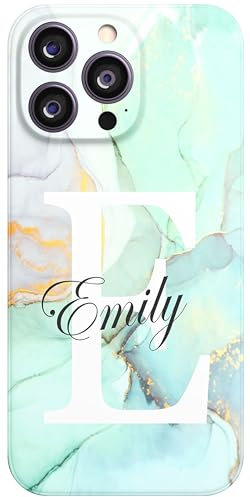 Personalised Phone Case For Apple iPhone 16e, 16, 15, 14, Pro, Max, Plus 13, 12, 11, X, XR, SE, 8, 7, 6, 5, Fully Printed 3D Customized Marble Text Cover, Custom Name TPU Silicon Cases (Ocean Blue)